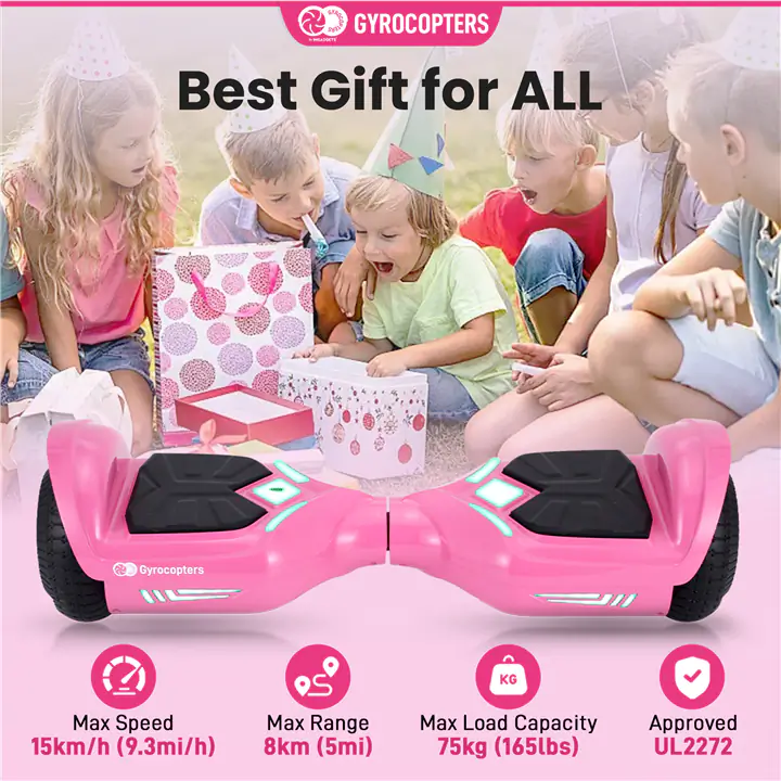 Gyrocopters Prime All New 2025 Hoverboard, Pink & Red