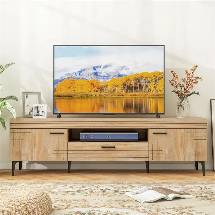 59 Inch TV Stand Table with Drawer and Shelves