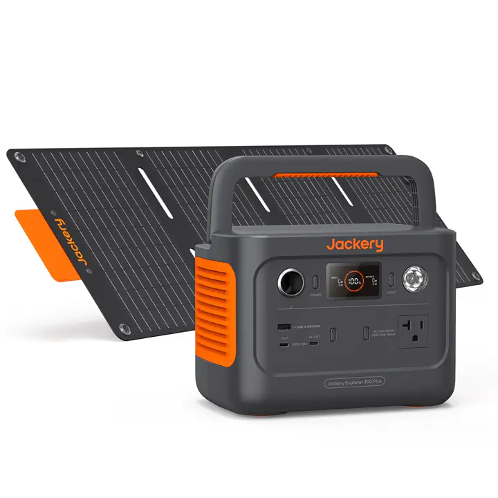 Jackery 300 Plus Solar Generator with SolarSaga 40 Mini Solar Panel