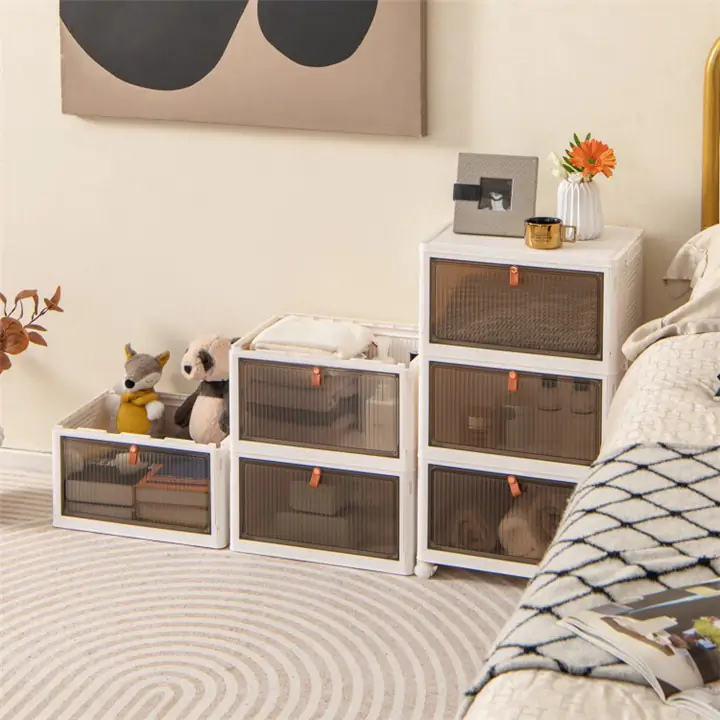 Stackable Storage Bins with Lids -White