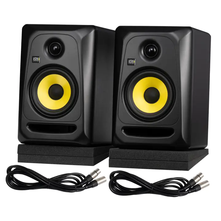 KRK Classic 5 Studio Monitor Package with Cables & Isolation Pads