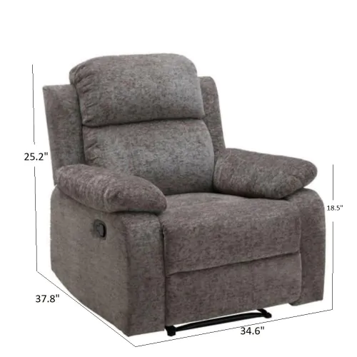 Fabric Recliner Chair, Manual Recliner with Padded Armrests