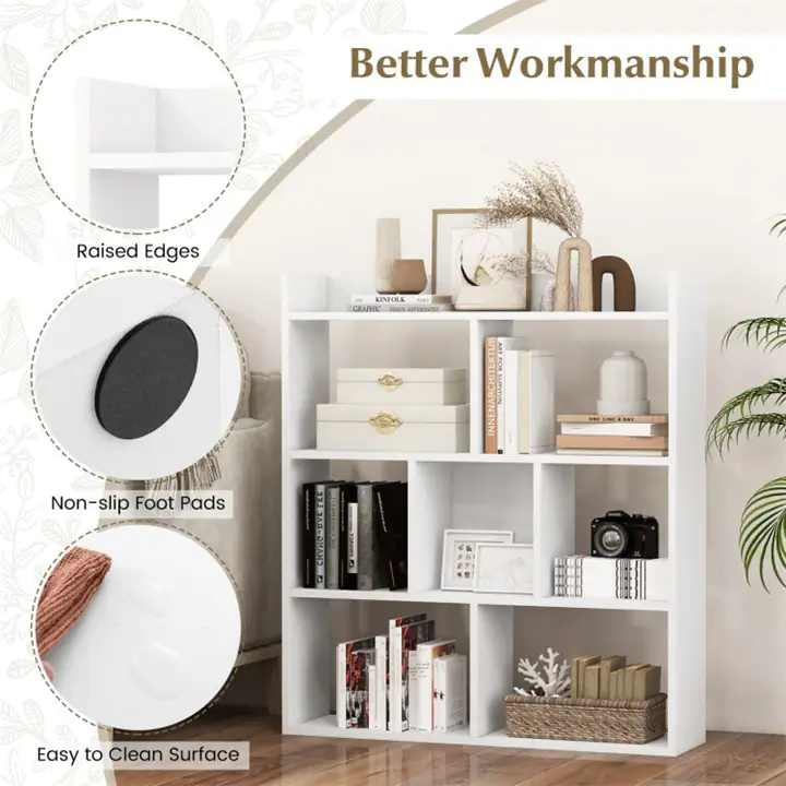 Open-Back 7-Cube Bookshelf - White