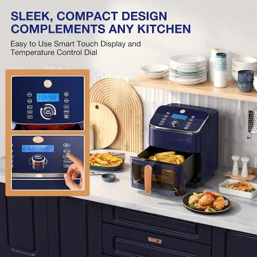 JOY KITCHEN 6Qt Digital Air Fryer with Window, 6 Settings, Shake Alert