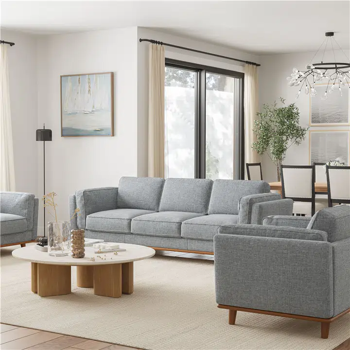 Valencia Artisan Swiss Linen Three Seat Sofa, Grey