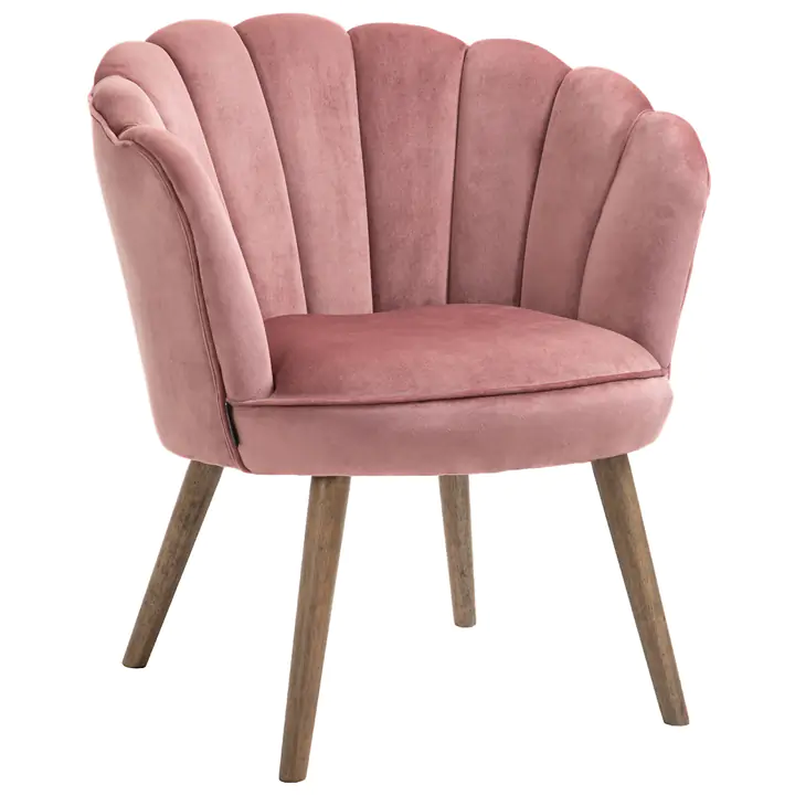 Modern Accent Leisure Club Chair with Velvet-Touch Fabric, Pink