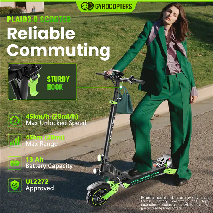 Gyrocopters Plaid 3.0 Electric Scooter for Adults & Teens