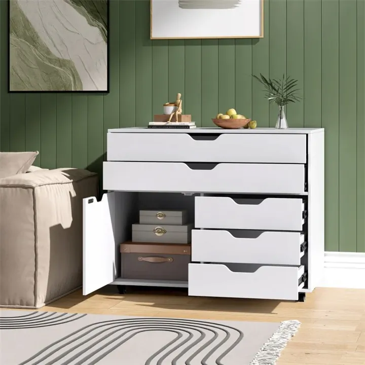 5 Drawer Rolling Mobile Chest Storage Cabinet