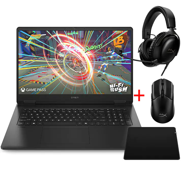 HP OMEN 17.3" RTX 4060 Gaming Laptop with Headset/Mouse/Pad Bundle