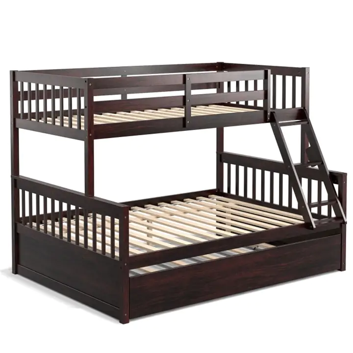 Twin Over Full Bunk Bed with Pull-out Trundle and Ladder