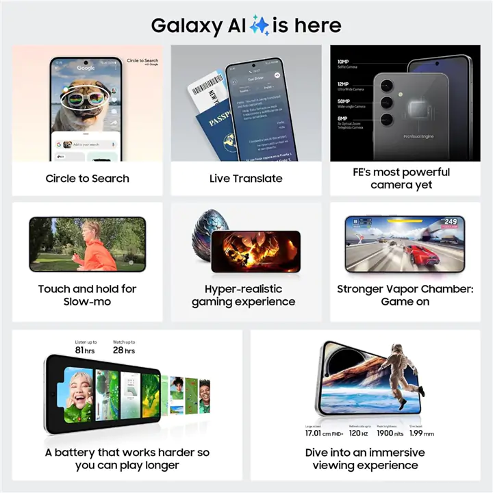 Samsung Galaxy S24 FE 128GB Unlocked 6.7' 120 Hz AMOLED Display Smartp