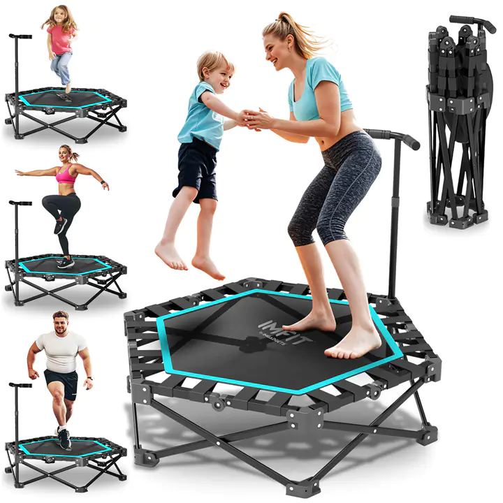 IMFIT Foldable Fitness Trampoline with Adjustable Handlebar