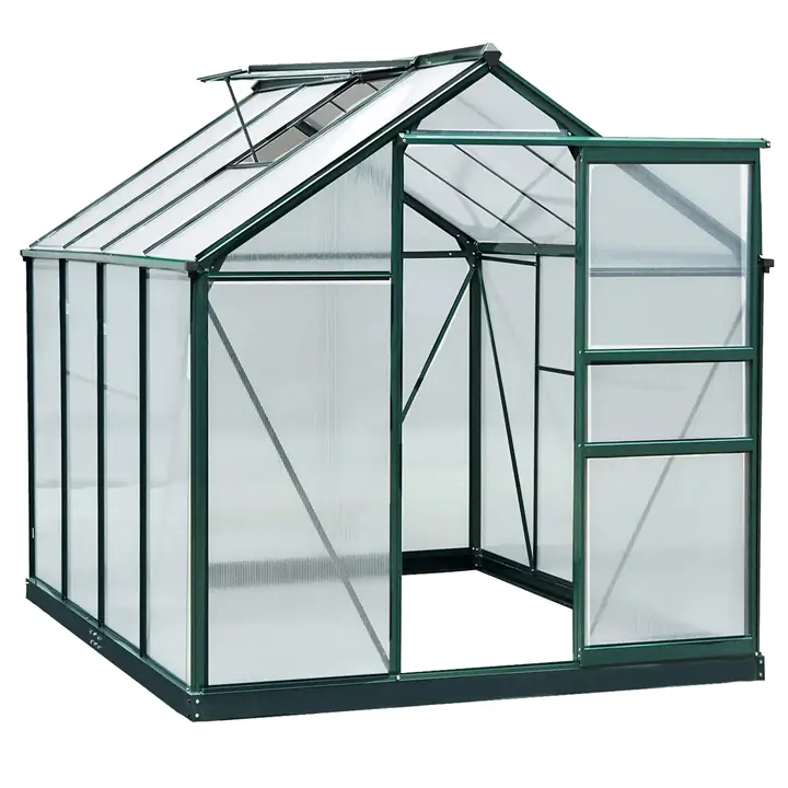 6.2' x 8.3' x 6.6' Clear Polycarbonate Greenhouse with Slide Door