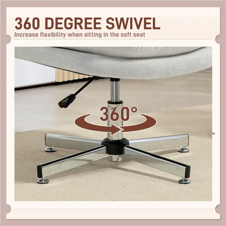 WidePadded Seat, Stylish & Comfortable Office Chair, White Cream