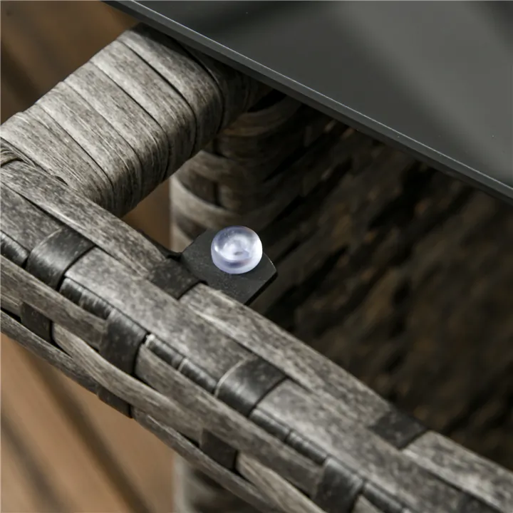 Rattan Outdoor Sofa Set with Dining Table and Chairs - Blue