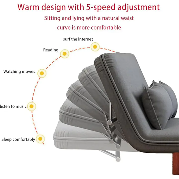 3-in-1 Convertible Folding Sofa Bed with Adjustable Backrest(Grey)