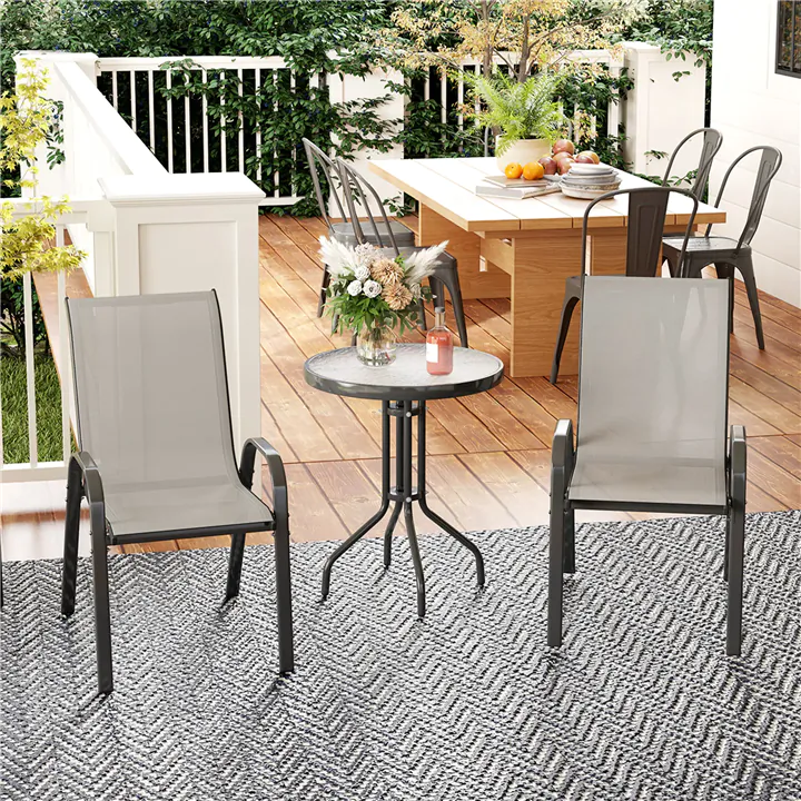 Weather-Resistant Patio Set – 3-Piece Design with Stackable Chairs