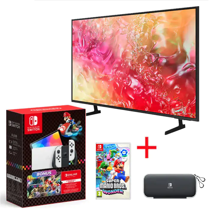 Samsung 60" TV & Nintendo Switch White OLED Gaming Bundle