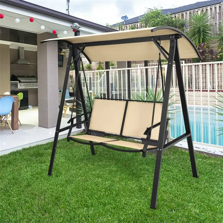 Outdoor Patio Chaise Lounge Chair with Sunshade Roof
