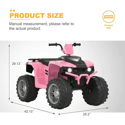 12V Off-Road Kids Ride On Car 4 Wheeler ATV Pink