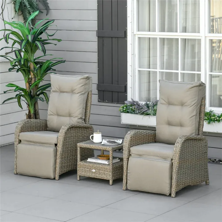 Outdoor 3-Piece Wicker Set - Khaki
