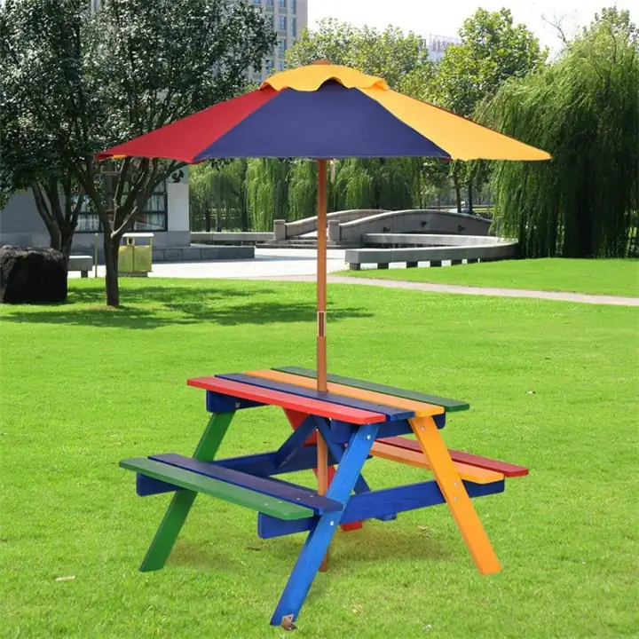 Kid-Friendly Outdoor Picnic Table - Multicolor