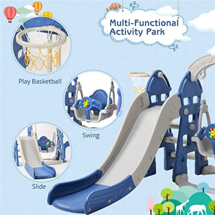 Kids Castle Edition 3-In-1 Swing & Slide Set