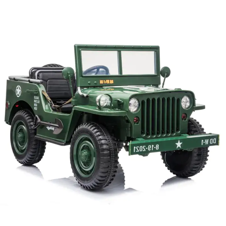 12V Kids 1-Seater Military Ride-on Truck w/ Rubber Wheels, MP3, RC