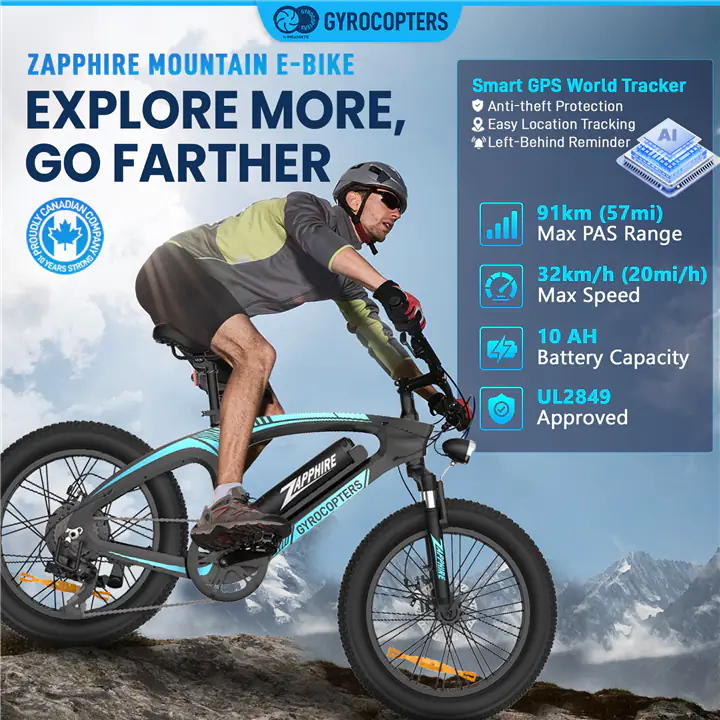 Gyrocopters Zapphire Mountain E-Bike , UL 2849 , Up to 91 km Range