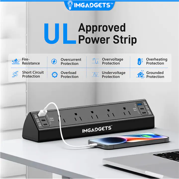 IMGadgets Electric Standing Desk with Desk Clamp Power Strip