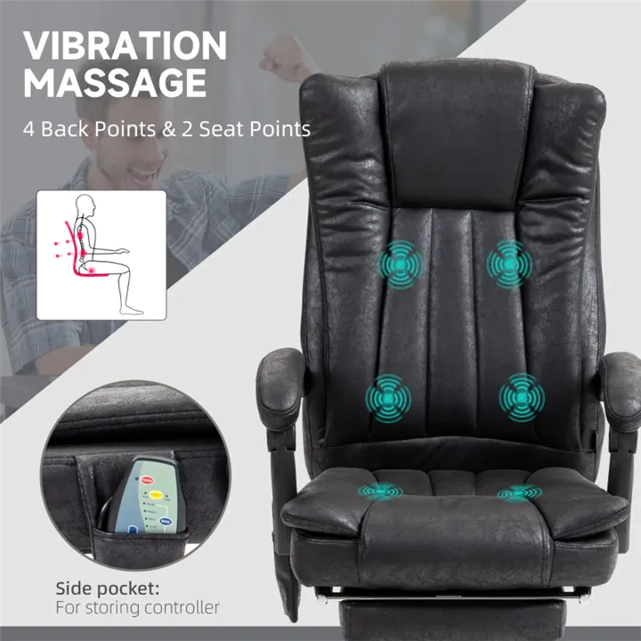 Black Microfiber Massage Office Chair