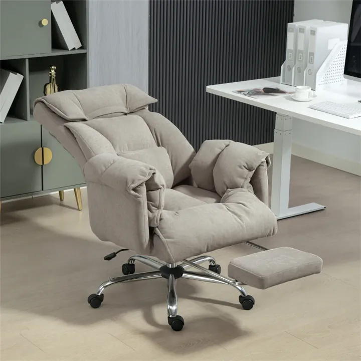 Office Recliner Chair with High Back - Light Grey