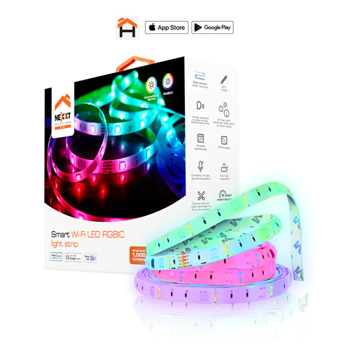 Nexxt Smart Wi-Fi LED RGBIC light strip 16.4ft