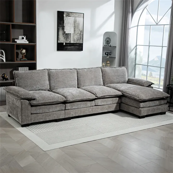 Comfort L-Shaped Sofa Sectional - Grey