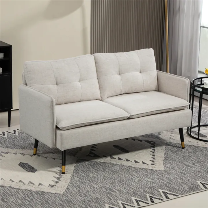 Modern Tufted Loveseat - Cream White