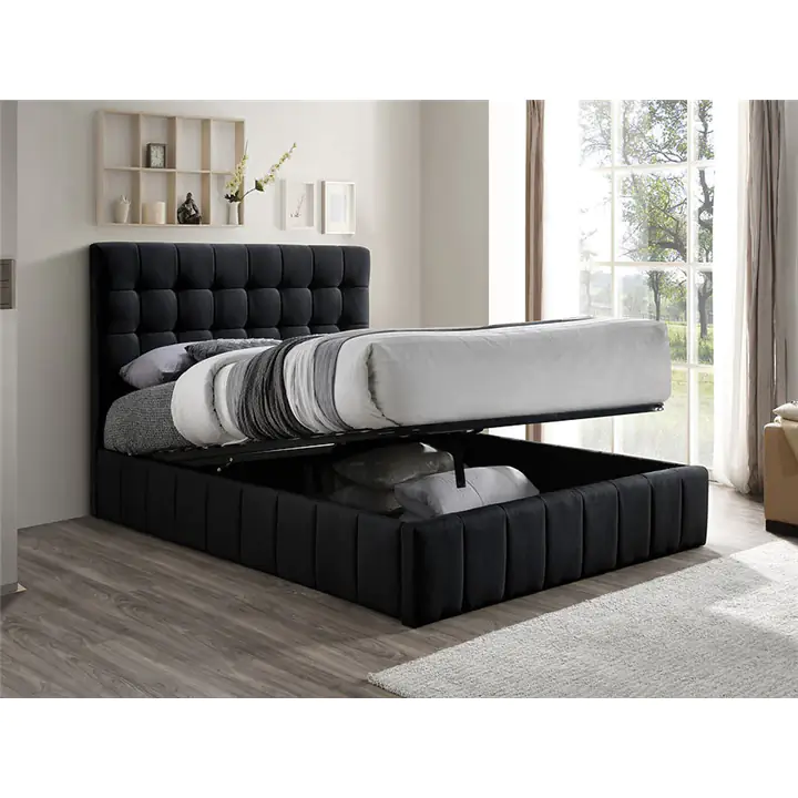 Modern Lift-Up Storage Bed - Black/Queen