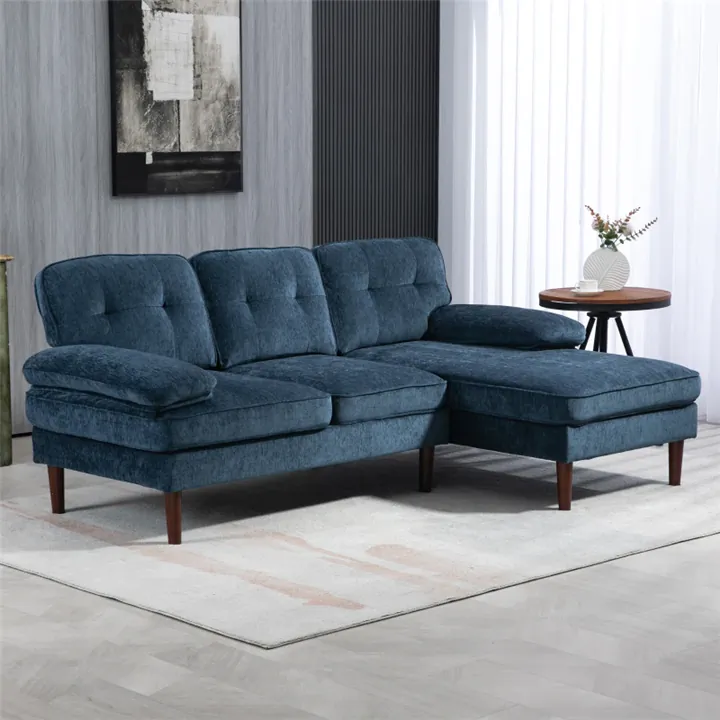 Tufted 3-Seater Sectional Sofa - Navy Blue
