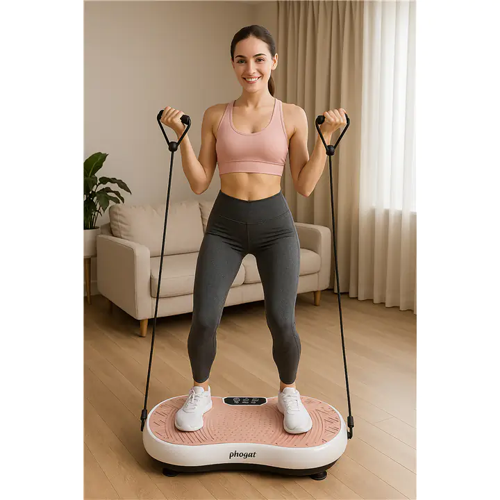 Vibration Plate Exercise Machine with Bands & 3 Preset Modes(Pink)