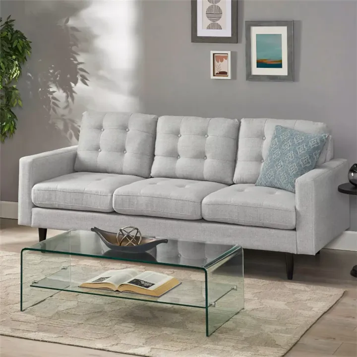 Modern 3-Seater Sofa with Rubberwood Legs