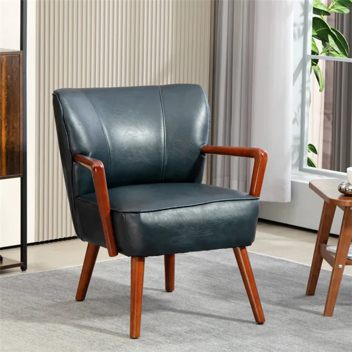 Calmiro Wood-Leg Modern Accent Chair