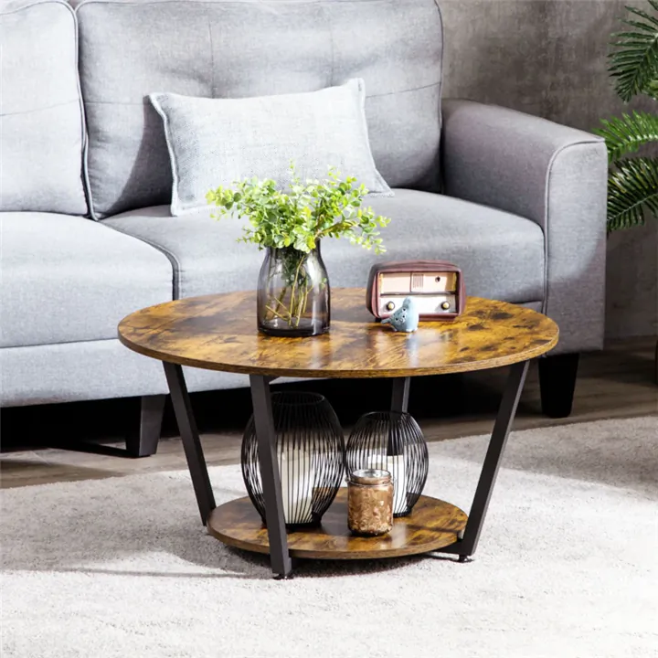 Round Duo Coffee Table - Rustic Brown