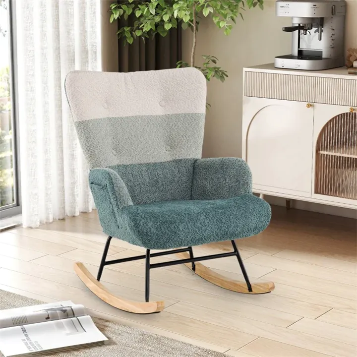 Nursery Rocking Chair with Ergonomic Armrests