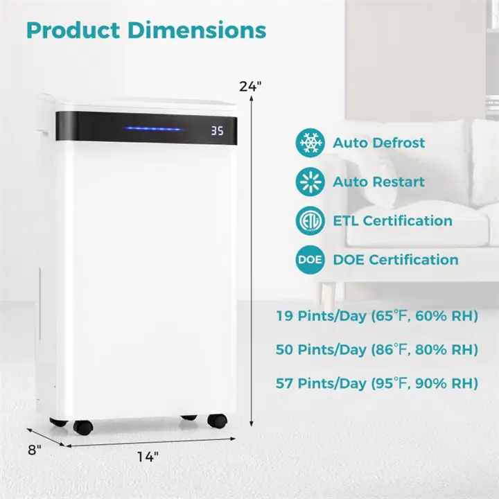 57 Pint Dehumidifier for Home and Basement