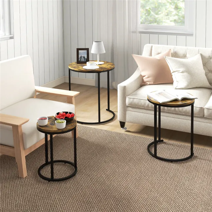 Modern Nesting Coffee Tables Set - Rustic Brown