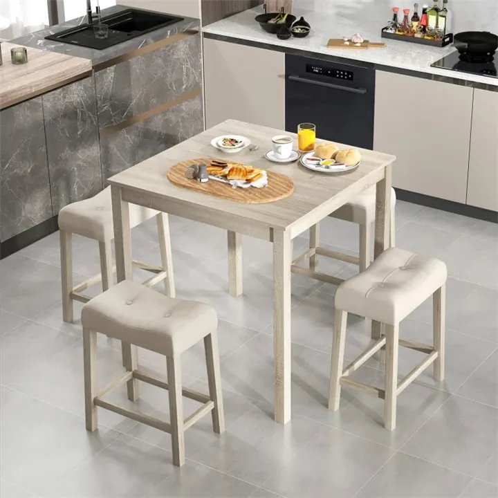 Square 5-Piece Bar Table Set - Gray