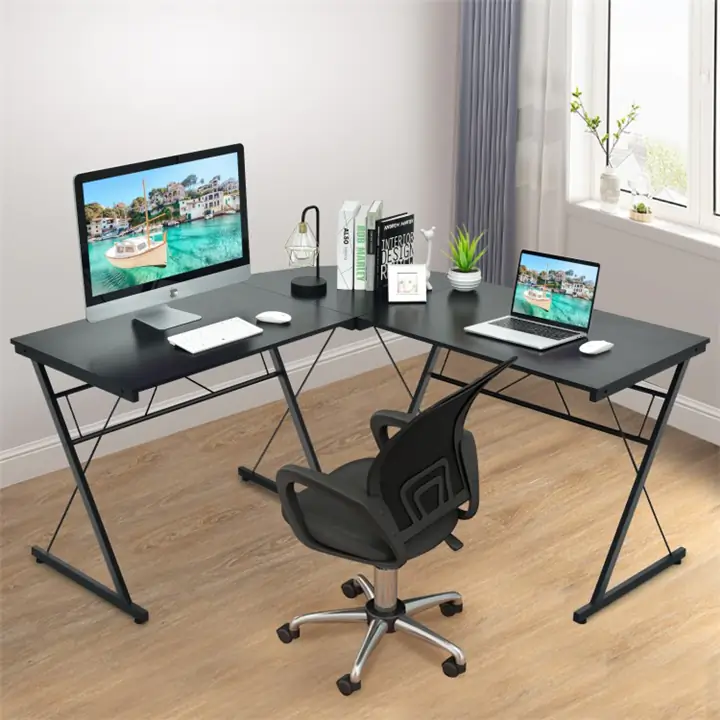 59' L-Shaped Corner Desk - Black