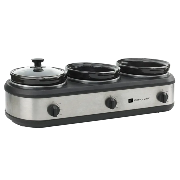 Culinary Chef 3 x 2.37 L (3 x 2.5 qt.) Capacity Triple Slow Cooker