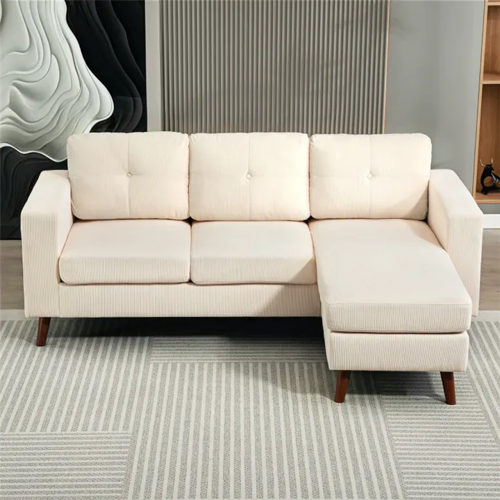 Modern L-Shaped Sectional Sofa - Cream White