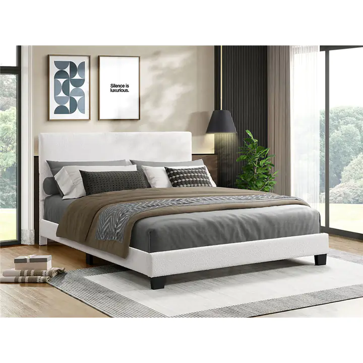 Boucle Fabric Bed - King/Beige