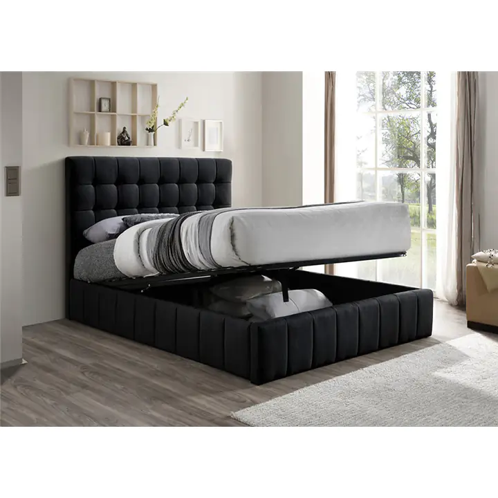 Modern Lift-Up Storage Bed - Black/King